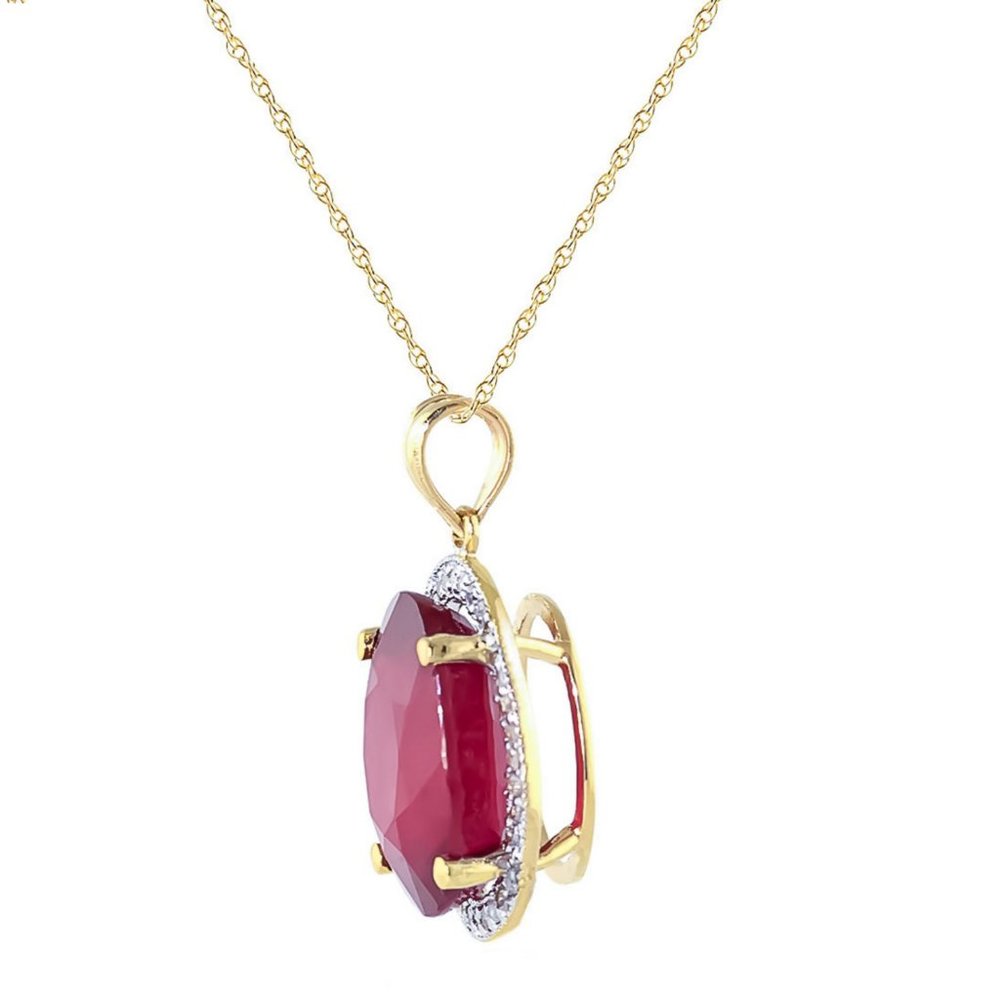 14K. SOLID GOLD NECKLACE WITH DIAMONDS & RUBIES - Picture 2 of 7